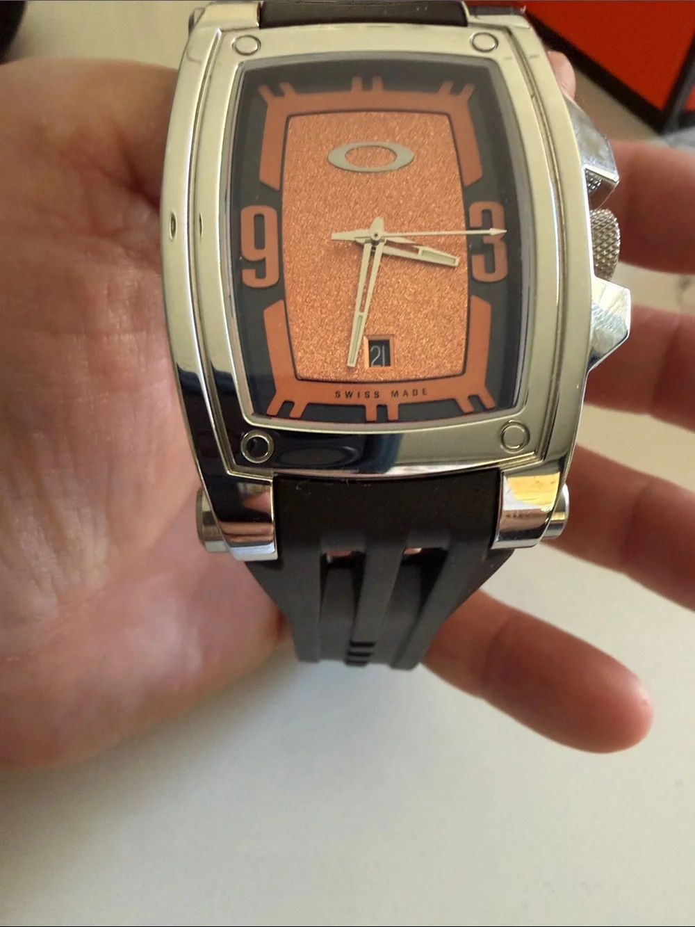 OAKLEY WARRANT COPPER FACE STAINLESS STEEL MEN'S SWISS WATCH